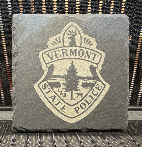 Vermont State Police Slate Coaster - Front